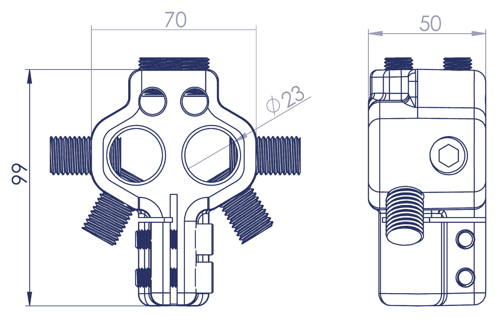 Zacisk transformatorowy TOC-1 – rysunek techniczny z wymiarami-thumbnail
